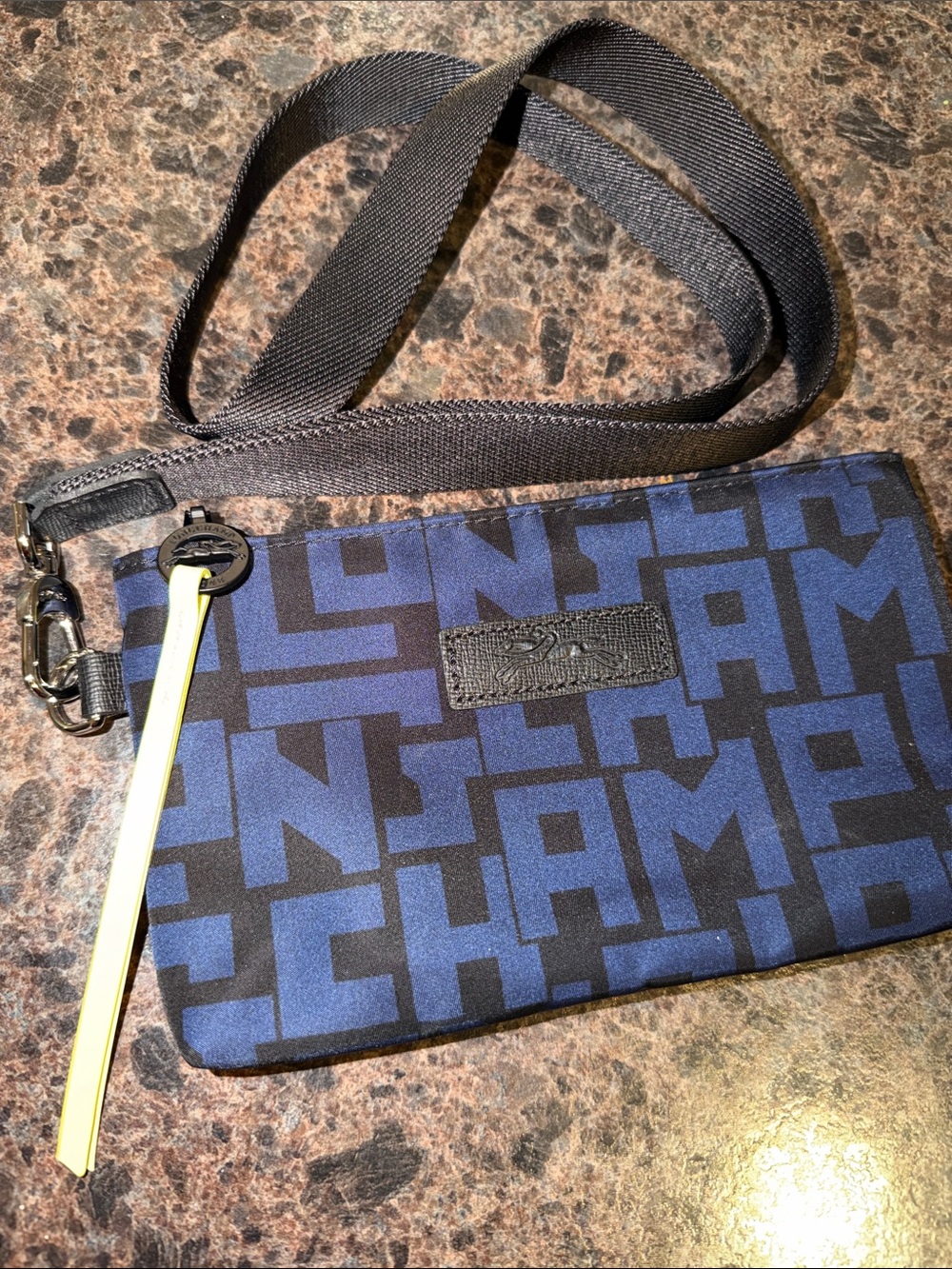 Longchamp Navy & Black Signature Crossbody Pouch